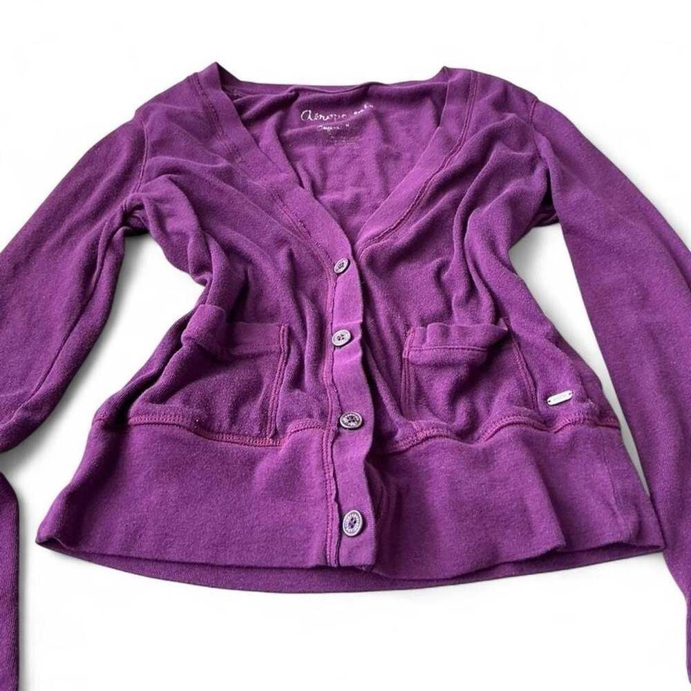 Aeropostale Purple Button-Up Cardigan Size S/P